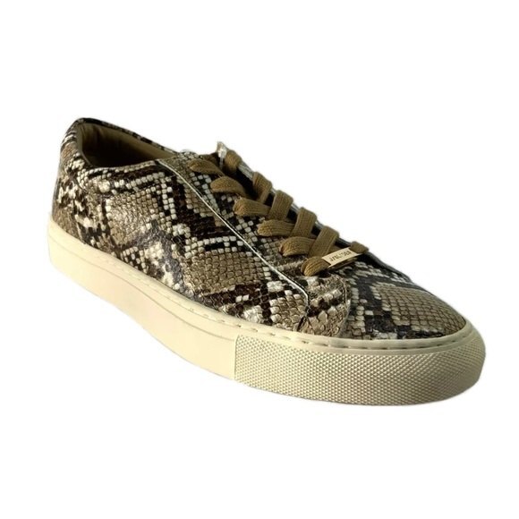 J/Slides NYC Leather Animal Print Flatform Lace-up Sneakers - Picture 1 of 10